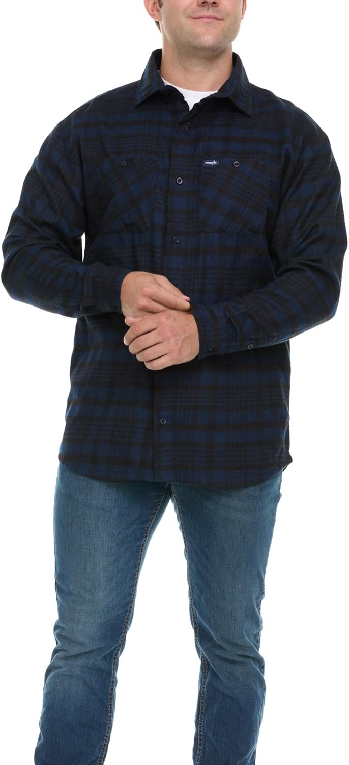 Wrangler Men's Big and Tall Plaid Button Down Shirt - Image 3