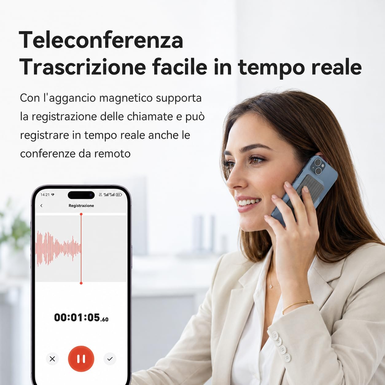 Volovivo Registratore vocale smart AI con schermo, 64 GB, 256 lingue | Registratore AI con trascrizione live, sintesi, traduzione e memoria da 64 GB