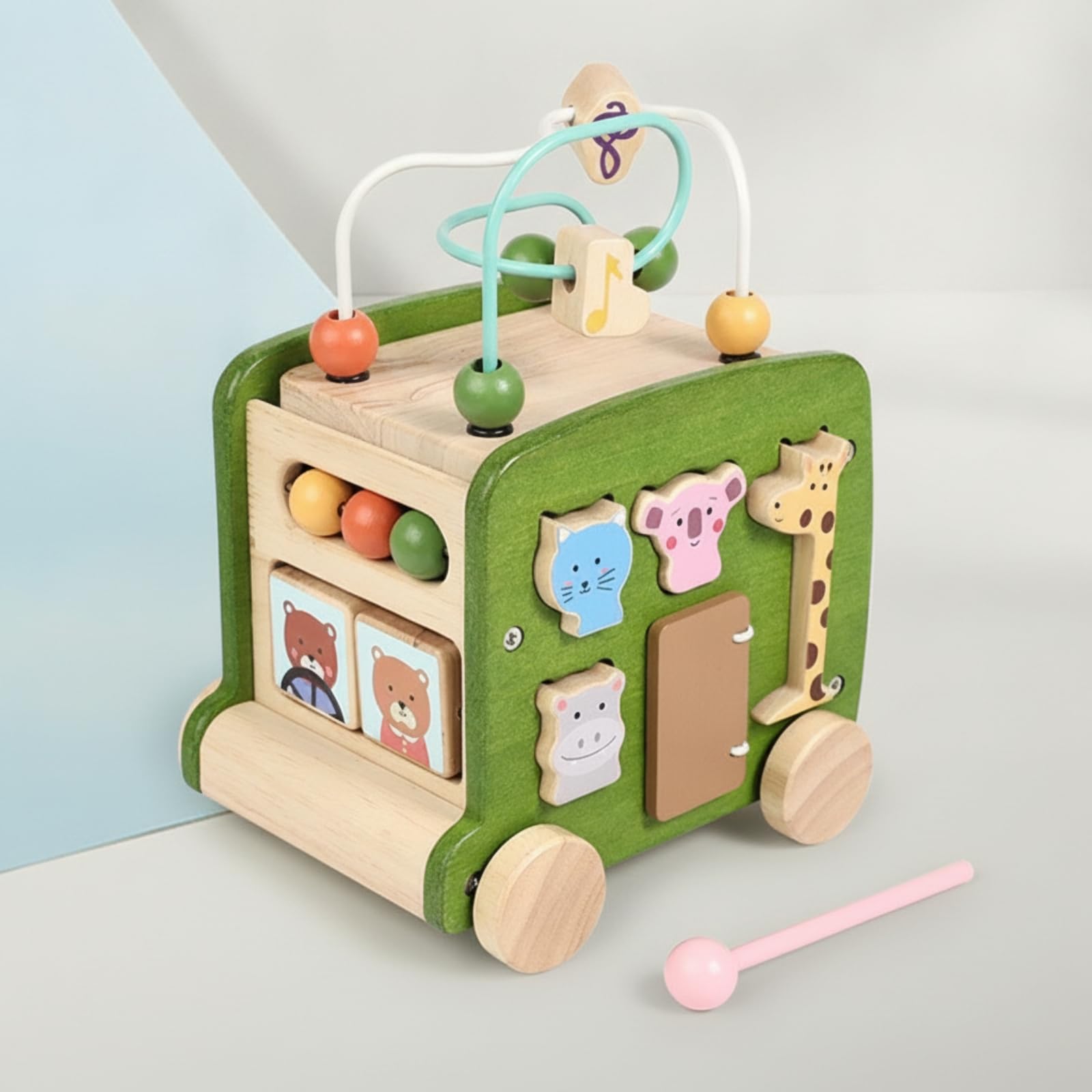 Scatola Montessoriana con Percorso Di, Autobus Giocattolo Montessoriano Verde