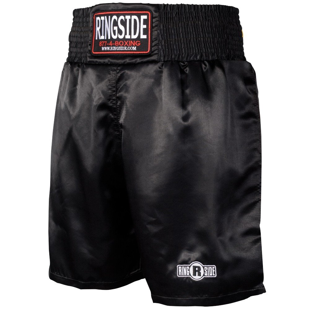 Ringside Pro-Style Kickboxing Muay Thai MMA Training Gym Clothing Shorts Boxing Trunks L Black