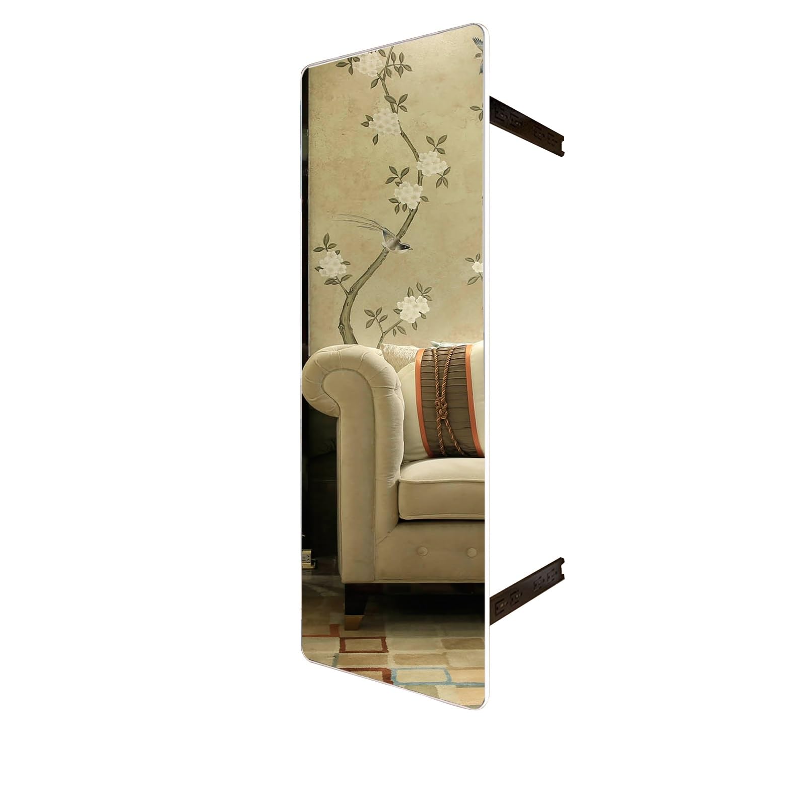 JEKKAH Built-in Folding Sliding And Rotating Fitting Mirror, Wardrobe Invisible Pull-out Mirror, Sliding Full-length Mirror(White,100 * 35cm)