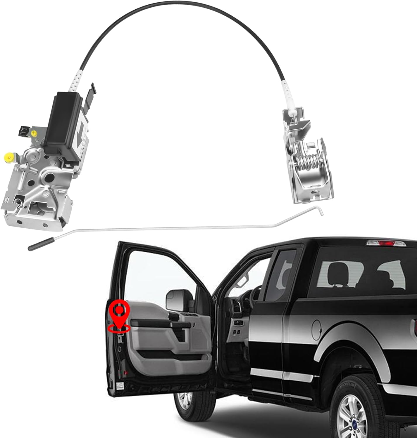 Door Latch Lock Assembly Front Left Driver Side F4TZ-15219A65-A Fit for 1992 1993 1994 1995 1996 1997 Bronco F150 F250 F350, Door Lock Latch F4TZ15219A65A Door Latch Lock Actuator Motor Cable Rod Kit