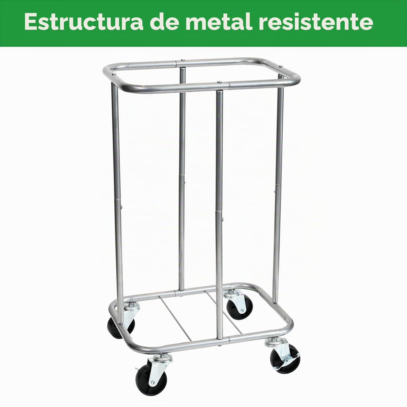 Cesta de lavandería con ruedas, cesta de lavandería con bolsa extraíble, carrito clasificador de ropa de 100 L, organizador estrecho y delgado con marco de metal resistente, negro y plateado
