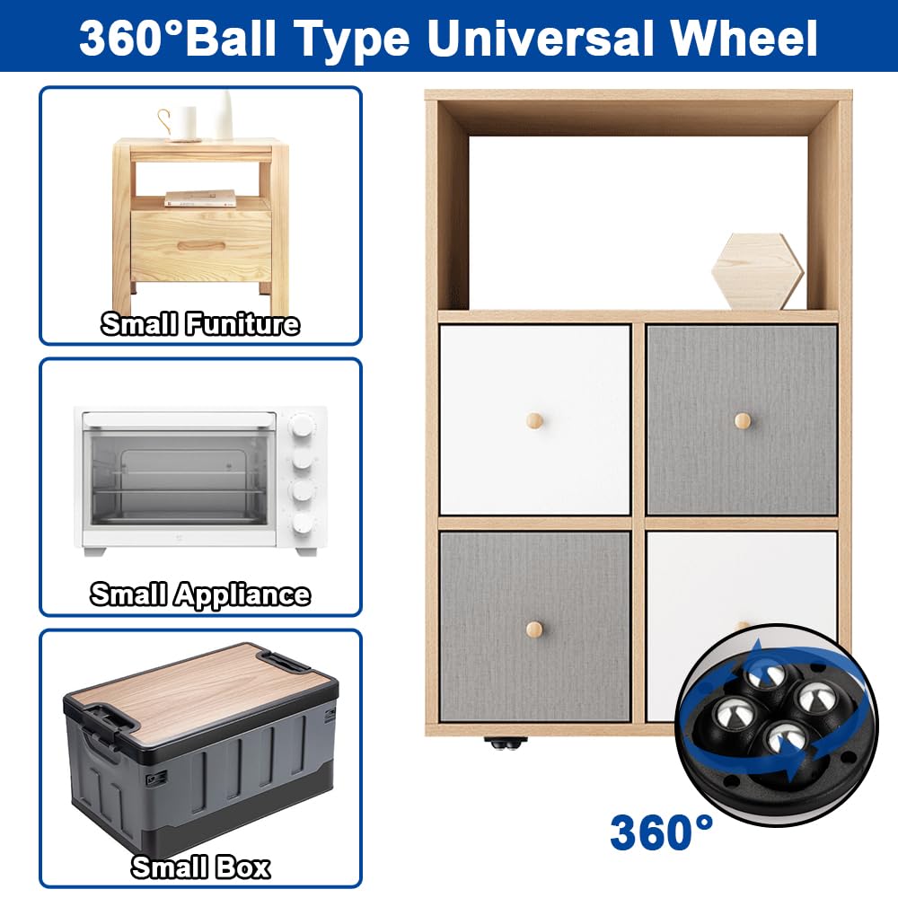 Rotelle Universali Autoadesive 8 Pezzi - 360° Con 4 Sfere, Portata 60 Kg, Per Mobili E Bidoni Spazzatura - Foto 8