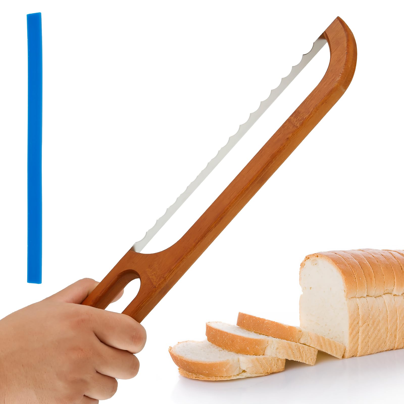 Bread Slicer-40 cm Bread Bow Saw for Slicing - Serrated Sourdough Bread Saw with Acacia Wooden Handle-Bread Cutter for Homemade Bread-Sourdough & Bagels Serrated Bread Slicer-Bread Cutter