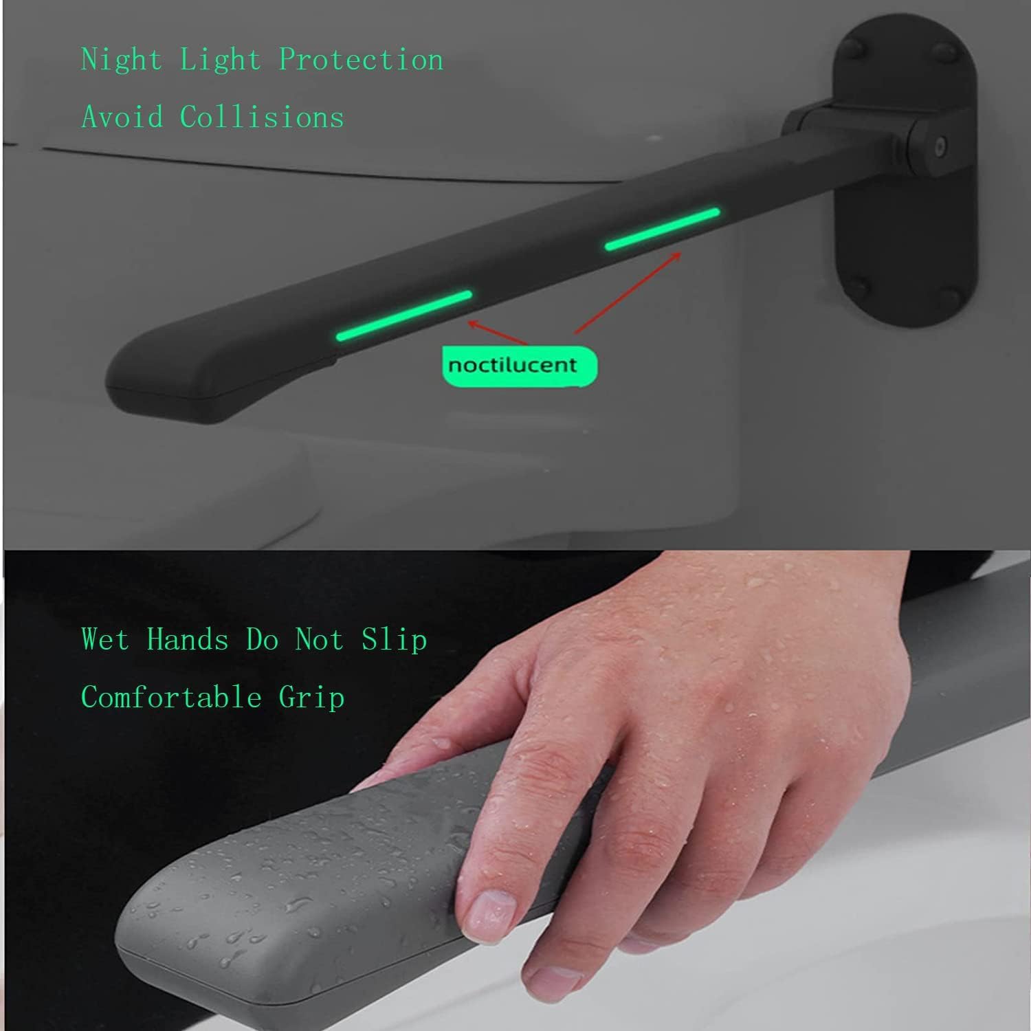 Barandilla de seguridad plegable montada en la pared, pasamanos antideslizante con soporte resistente para baño, ayuda para ancianos, discapacitados, embarazo