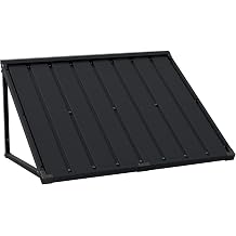 Domi Metal Awnings for Outside, 40x36Door Awning, Metal Window Awnings with Powder-Coated Frame,Awnings for Patio, Front Entrance, Porch, Balcony All-Weather Protection Sunshade, Dark Grey