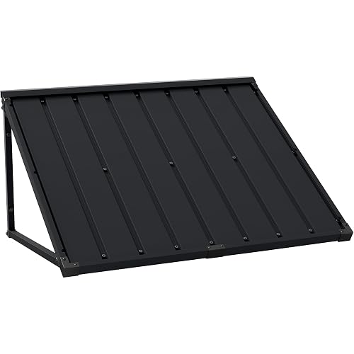 Domi Metal Awnings for Outside, 40''x36''Door Awning, Metal Window Awnings with Powder-Coated Frame,Awnings for Patio, Front Entrance, Porch, Balcony – All-Weather Protection Sunshade, Dark Grey