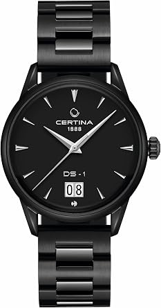 Certina, Mens, DS 1, 41, mm, Steel, Automatic, Powermatic 80, Nivachron, Big Date, Watch, Black, Steel, C0294263305100