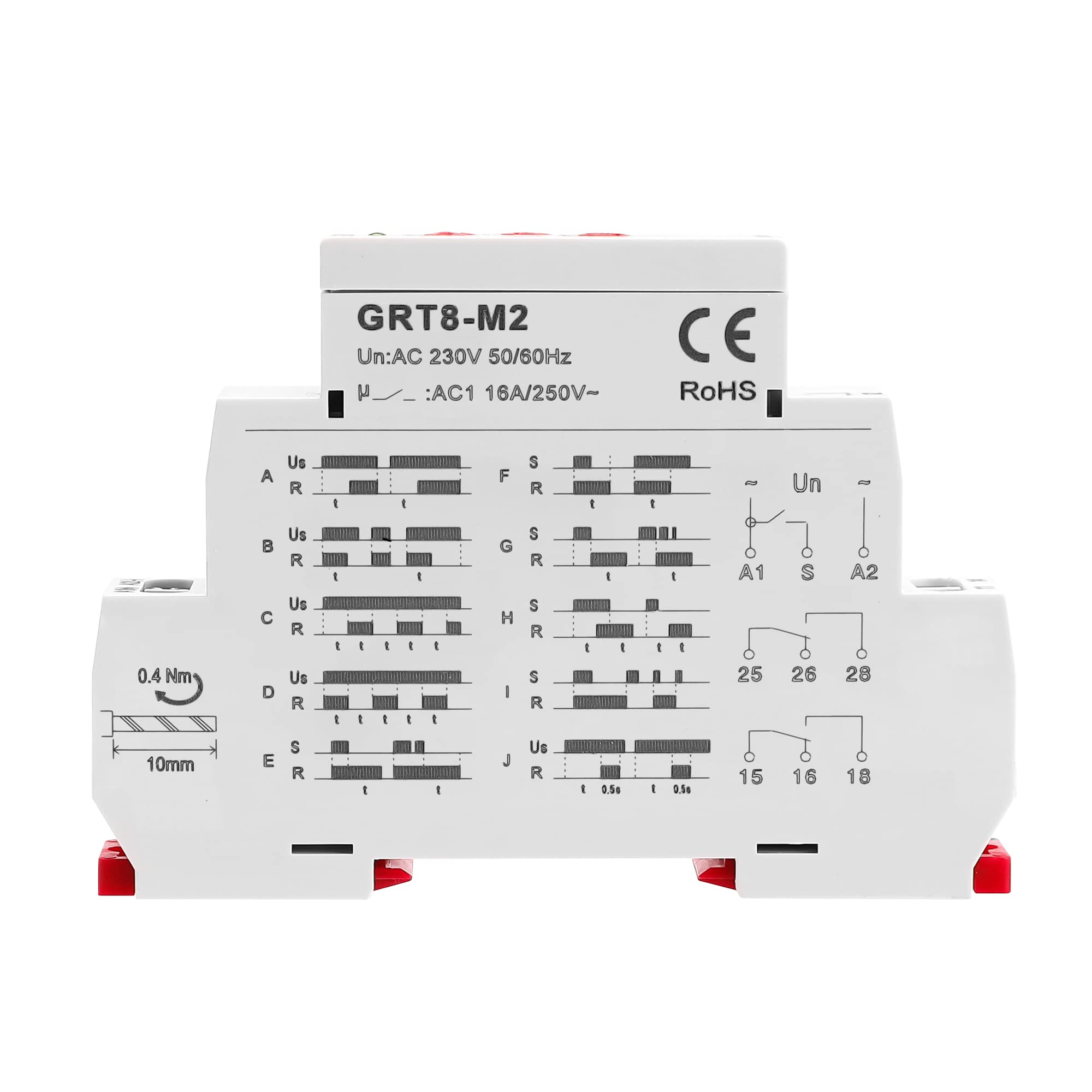 GEYA 16A Multifunction Time Relay 10 Function AC230V 2 Outputs Contacts Relay(GRT8-M2,AC230V) - Image 2
