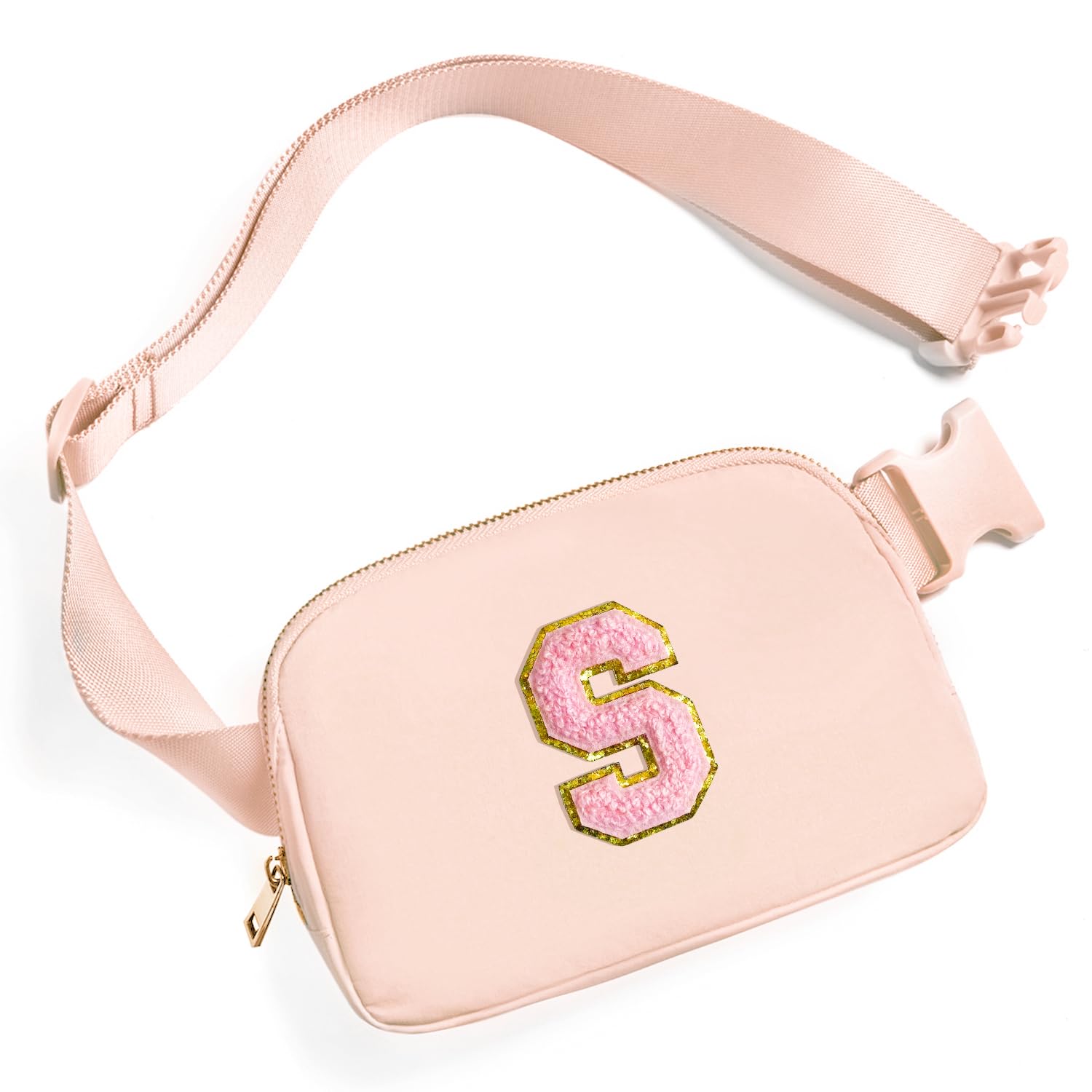 Gitus 6 7 8 9 10 Year Old Girl Gifts Belt Bag Fanny Pack Crossbody Bags with Initial Letter Patch Things for Teen Girls Easter Gifts for Girls Travel Essentials（Coral Pink-S）