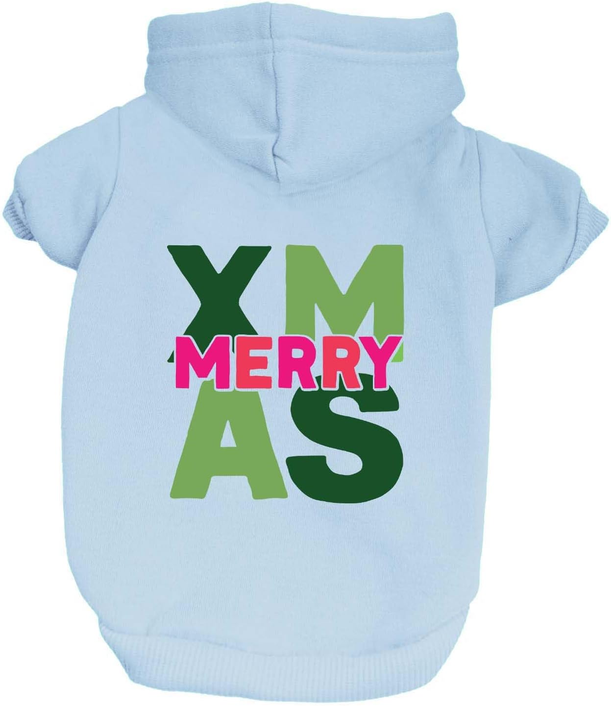Merry Xmas Dog Hoodie | Fleece Lined |Leash Hole| Christmas | Holiday Season | Winter | Gift|Baby Blue, X-Large 1473