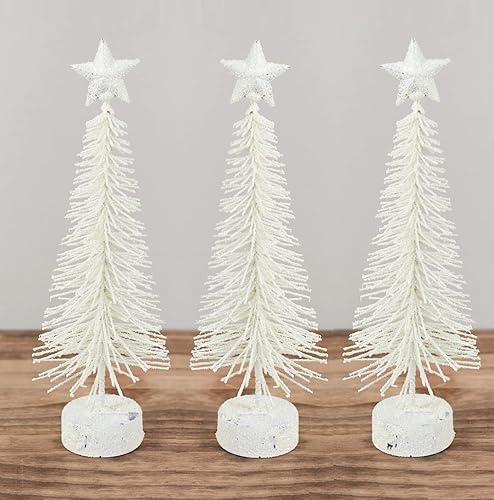 Miniatura 6 de Factory Direct Craft - Juego de 3 pinceles para botellas blancas con purpurina árboles en miniatura para exhibiciones de Navidad y decoración