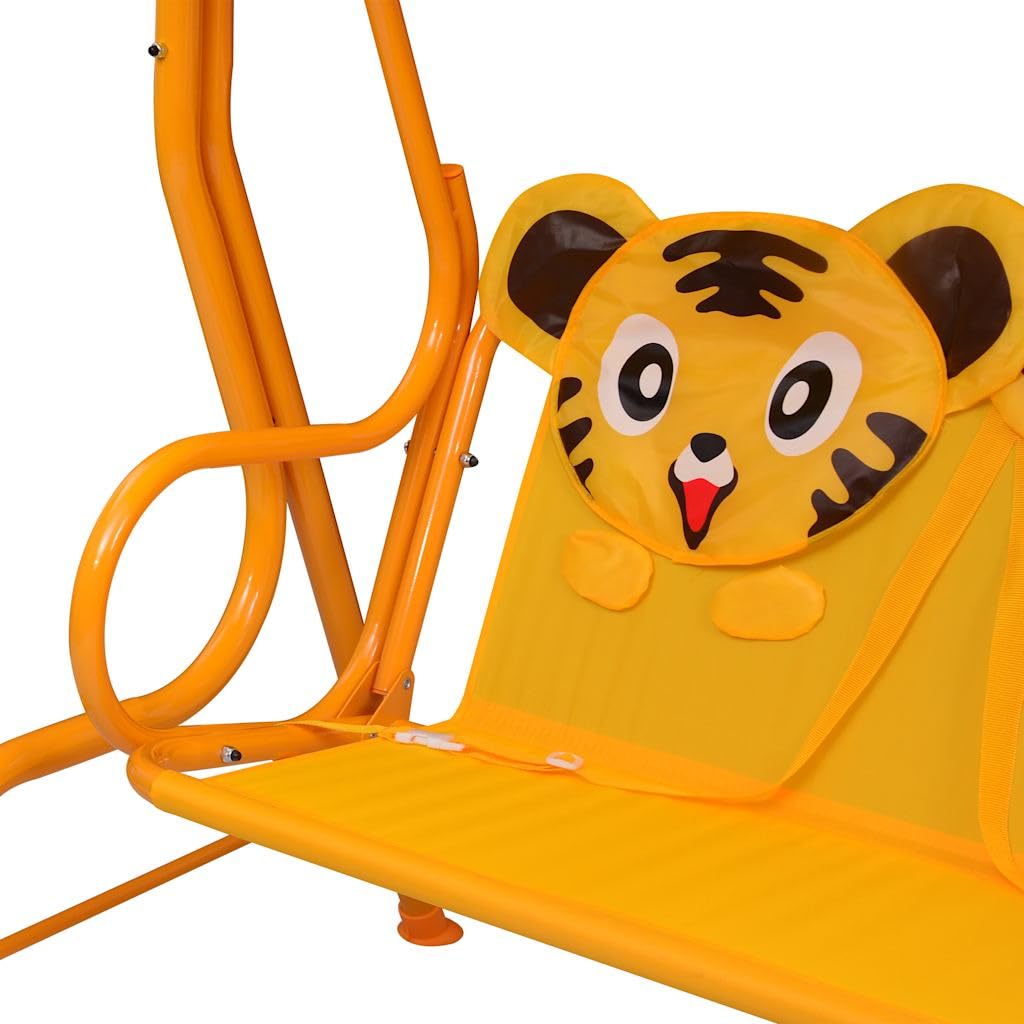 vidaXL Kinder Hollywoodschaukel Kinderschaukel Gartenschaukel Gartenbank Schaukelbank Hängeschaukel Gartenmöbel Gelb 115x75x110cm Stoff