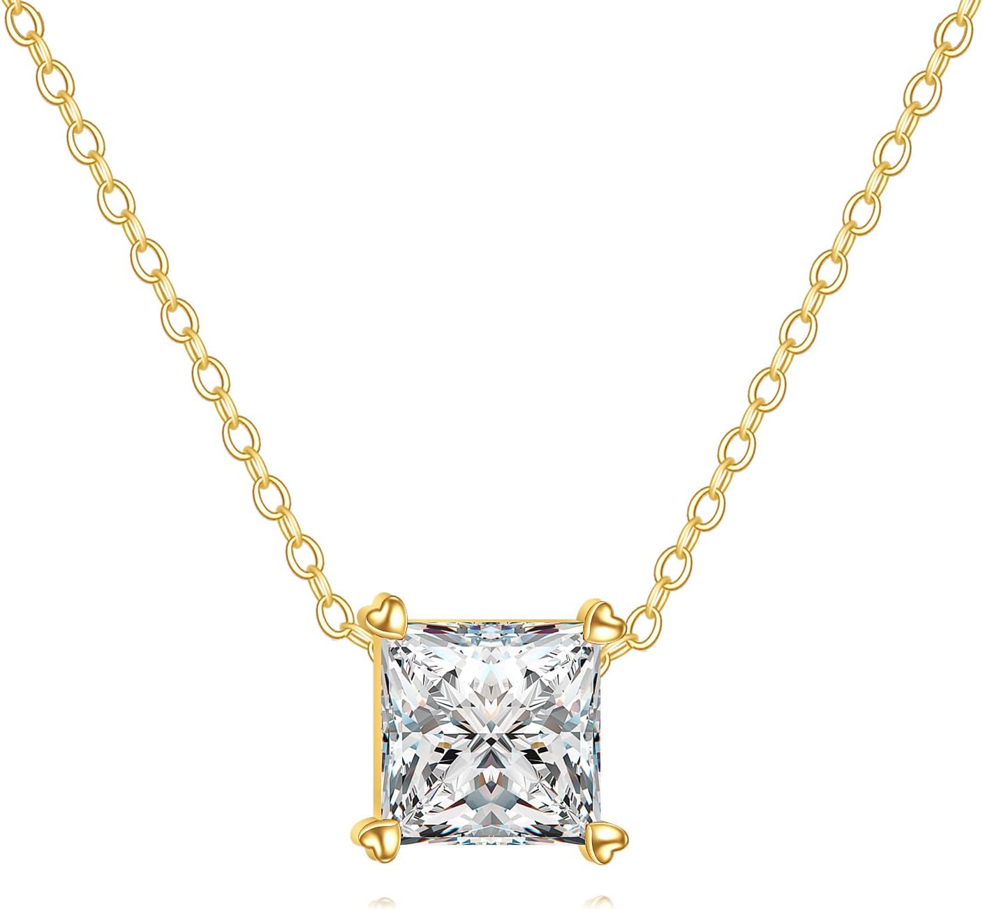 DOVRAN 14K Real Gold Moissanite Necklace for Mother Wife Moissanite Round Solitaire Pendant Wedding Jewelry Gifts for Women
