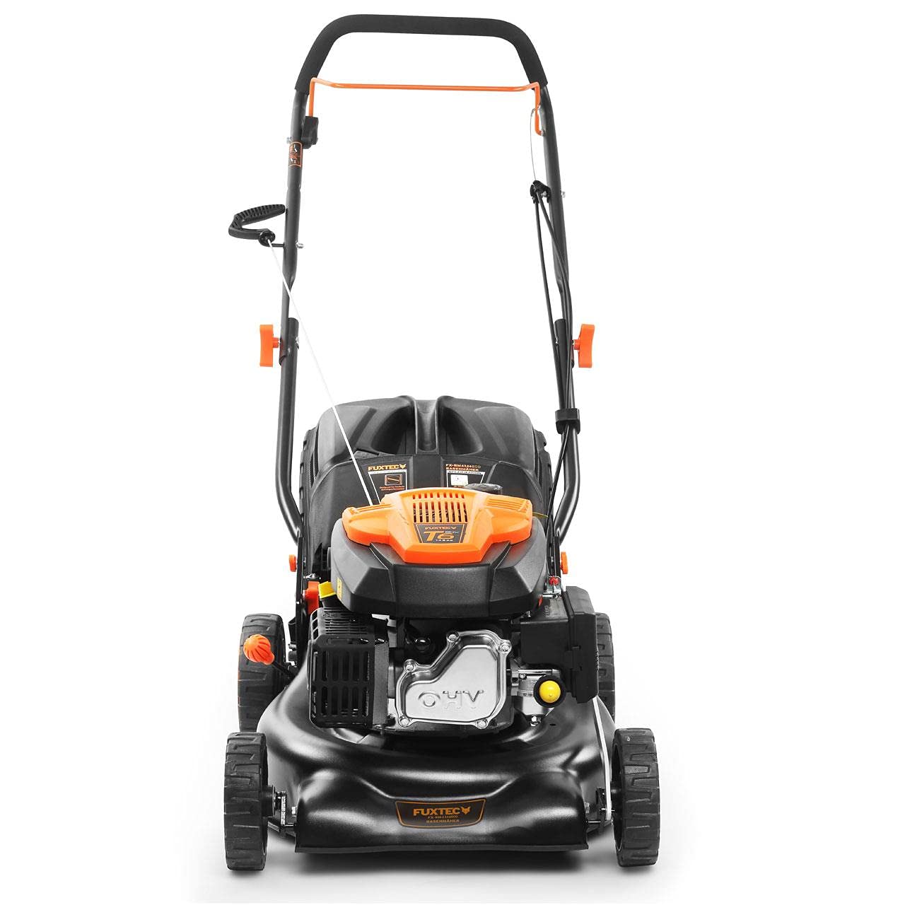 Kosiarka spalinowa FUXTEC 2w1 FX-RM4346ECO, 3,5 KM / 2,6 kW, szer. koszenia 42 cm, 5 poziomów (25–70 mm), 4-suwowa 146 cm³, kosz 40 l i zlacze do czyszczenia