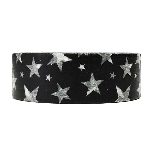 Wrapables Cinta adhesiva Washi de patrones coloridos, estrellas negras