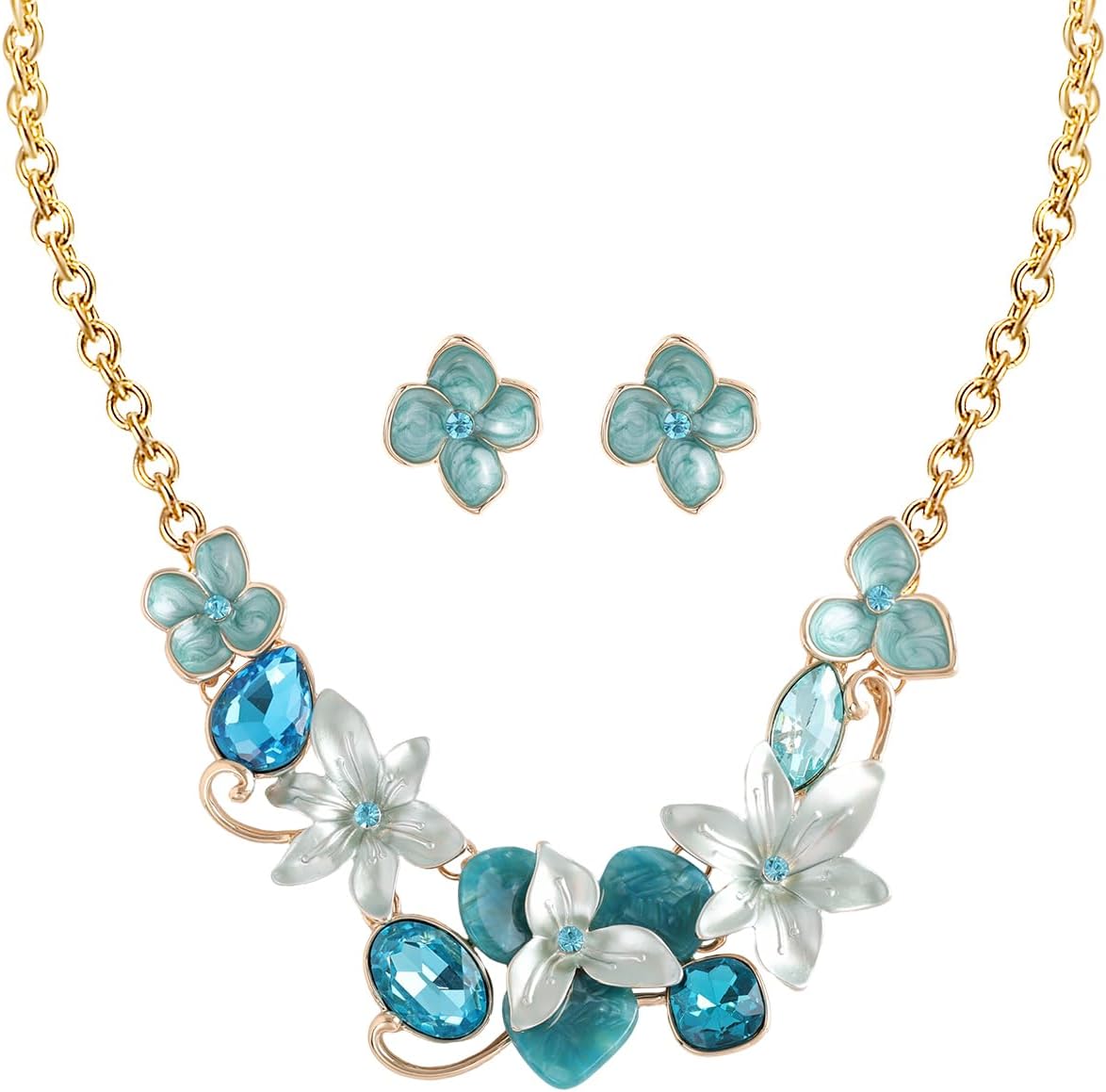 Vintage Chunky Statement Jewelry Set Retro Leaf Floral Geometric Bohemian Boho Bib Necklace Earring Set Fashion Costume Jewelry for Women Girls Wedding Party Prom Unique Gift