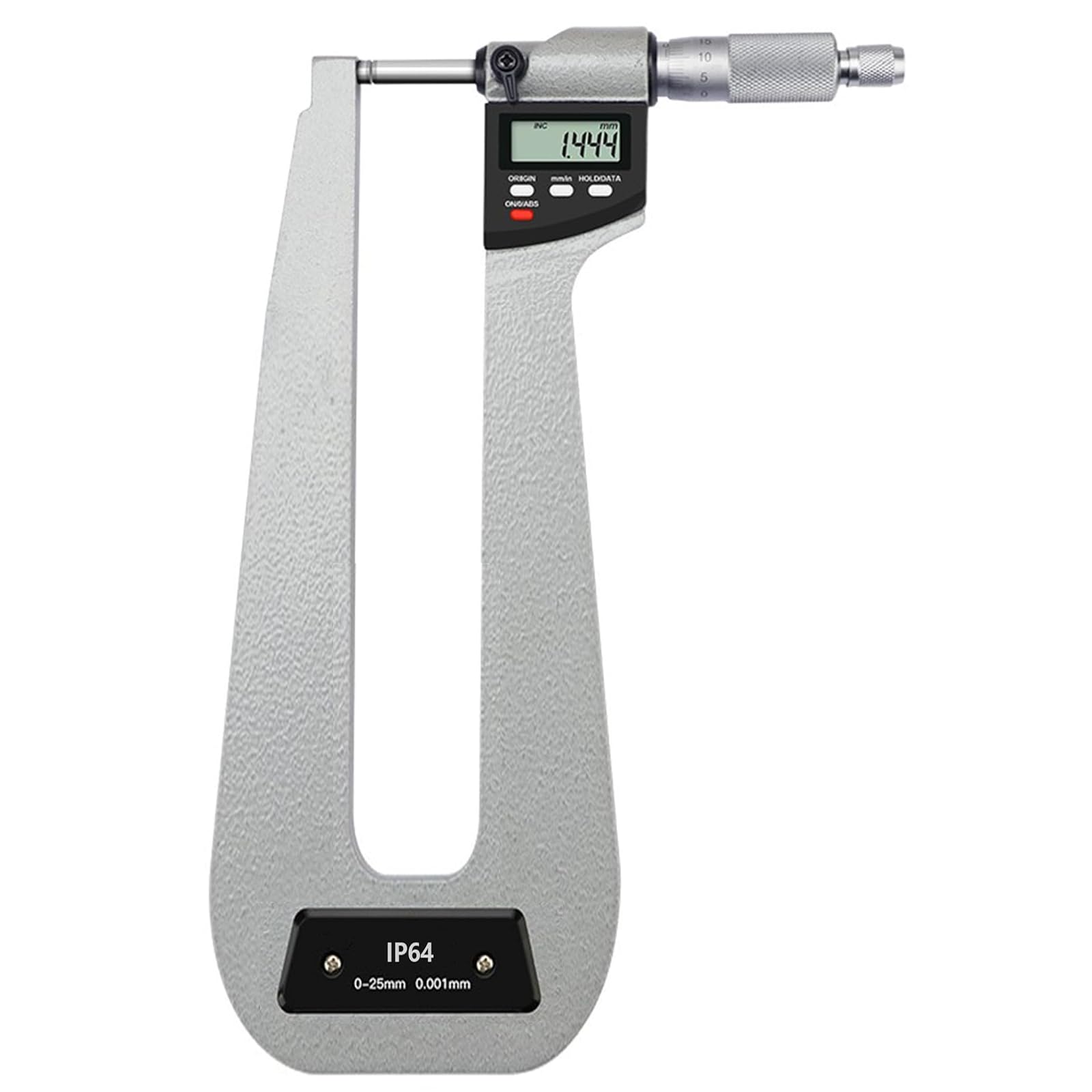 Digital Sheet Metal Micrometer 0-1" Electronic Micrometer with Ratchet Stop | Precision 0.0001" graduation, deep-throated frame for sheet metal(12inch Depth)