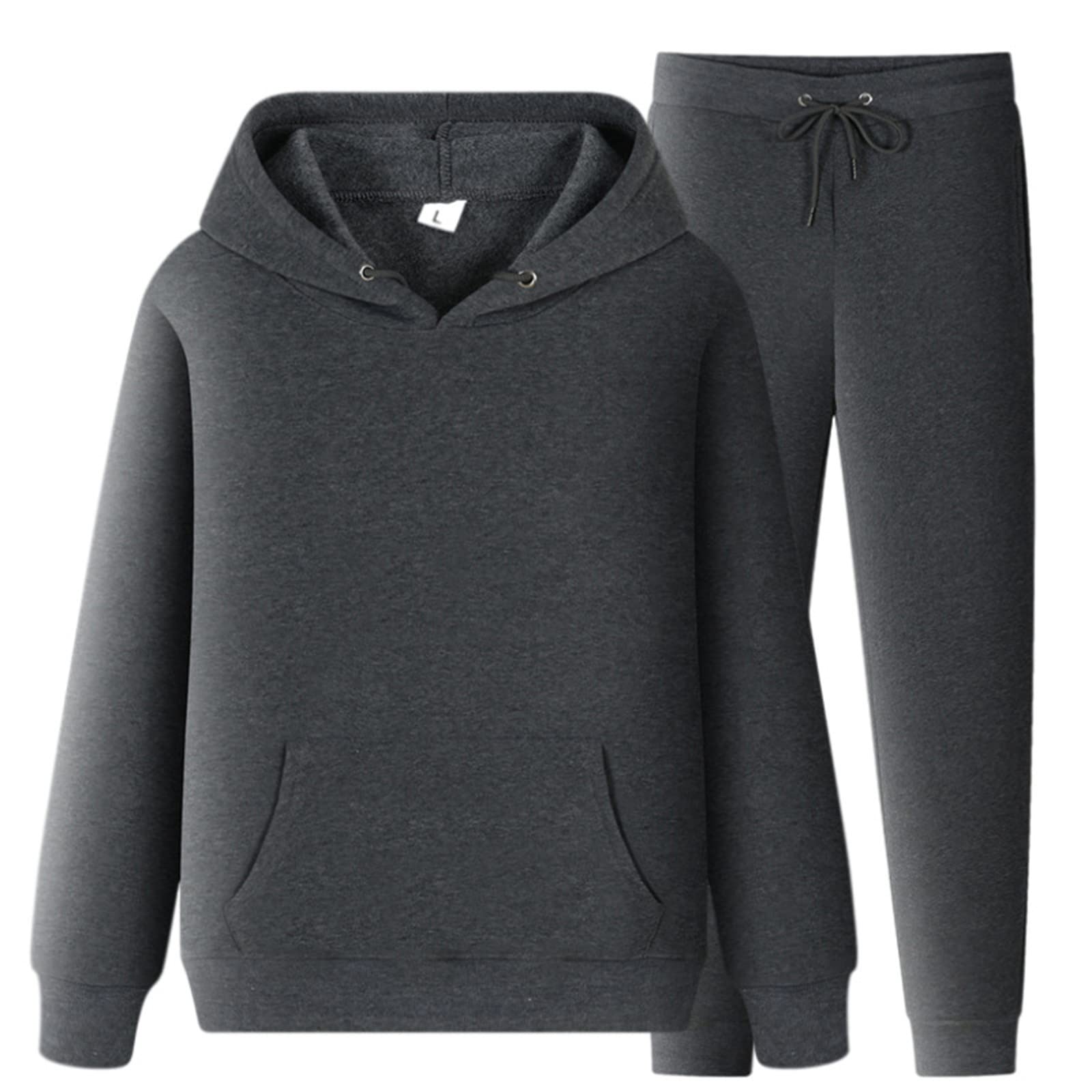 Tuta per ragazzi uomini e donne sport tuta e inverno tempo libero tinta unita felpa con cappuccio pantaloni con nappe tuta sportiva