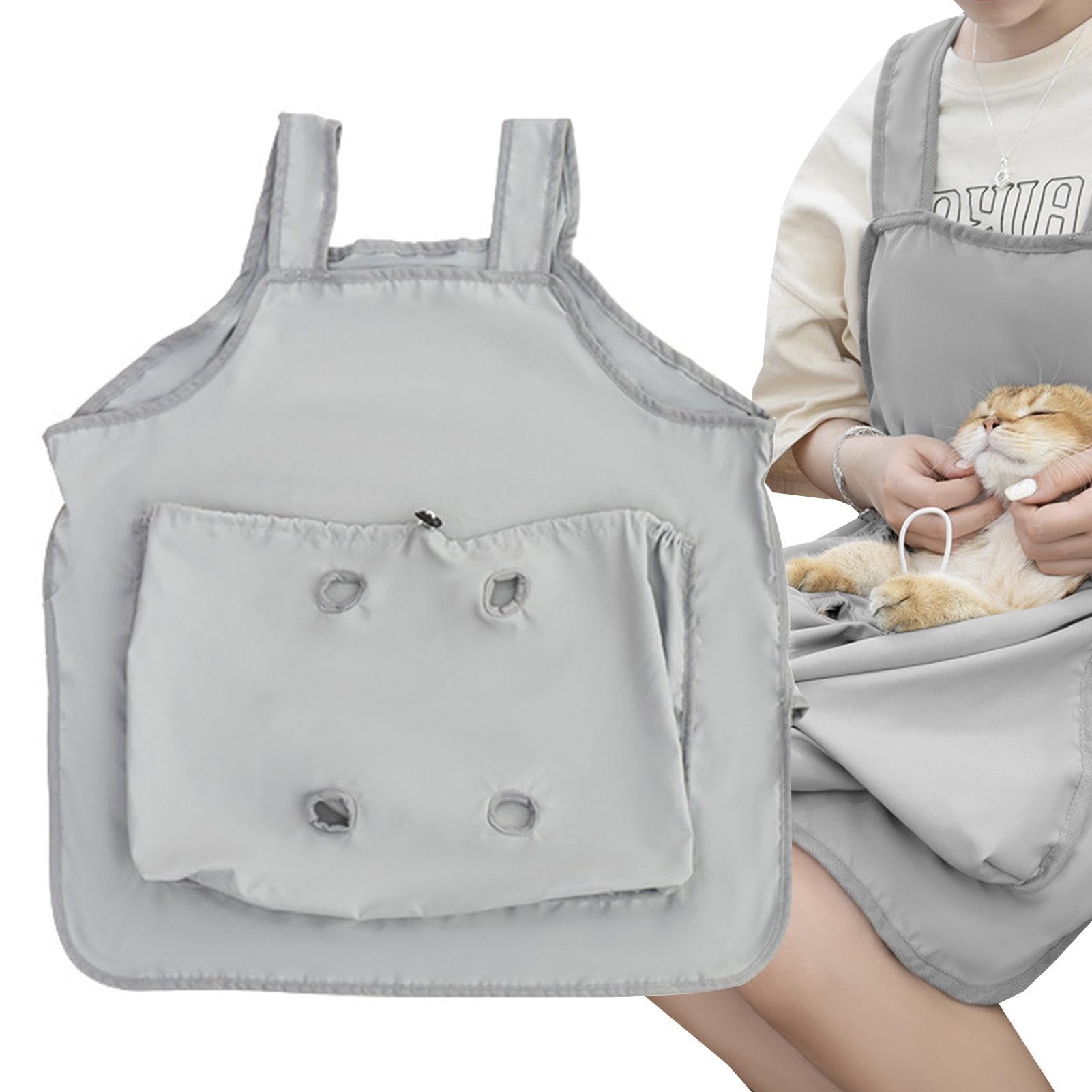 Katzenschürzenträger mit Löchern – Verstellbarer Katzen-Brustträger, Katzenträger mit geschnittenen Nägeln | Baumwollfaser-Twill- Hoodie-Katzenträger, atmungsaktiver Katzen-Brustträger fü