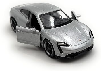 Toi-Toys Welly Model car Porsche Taycan Turbo S, miniature car, scale 1:39 / length 12cm, silver