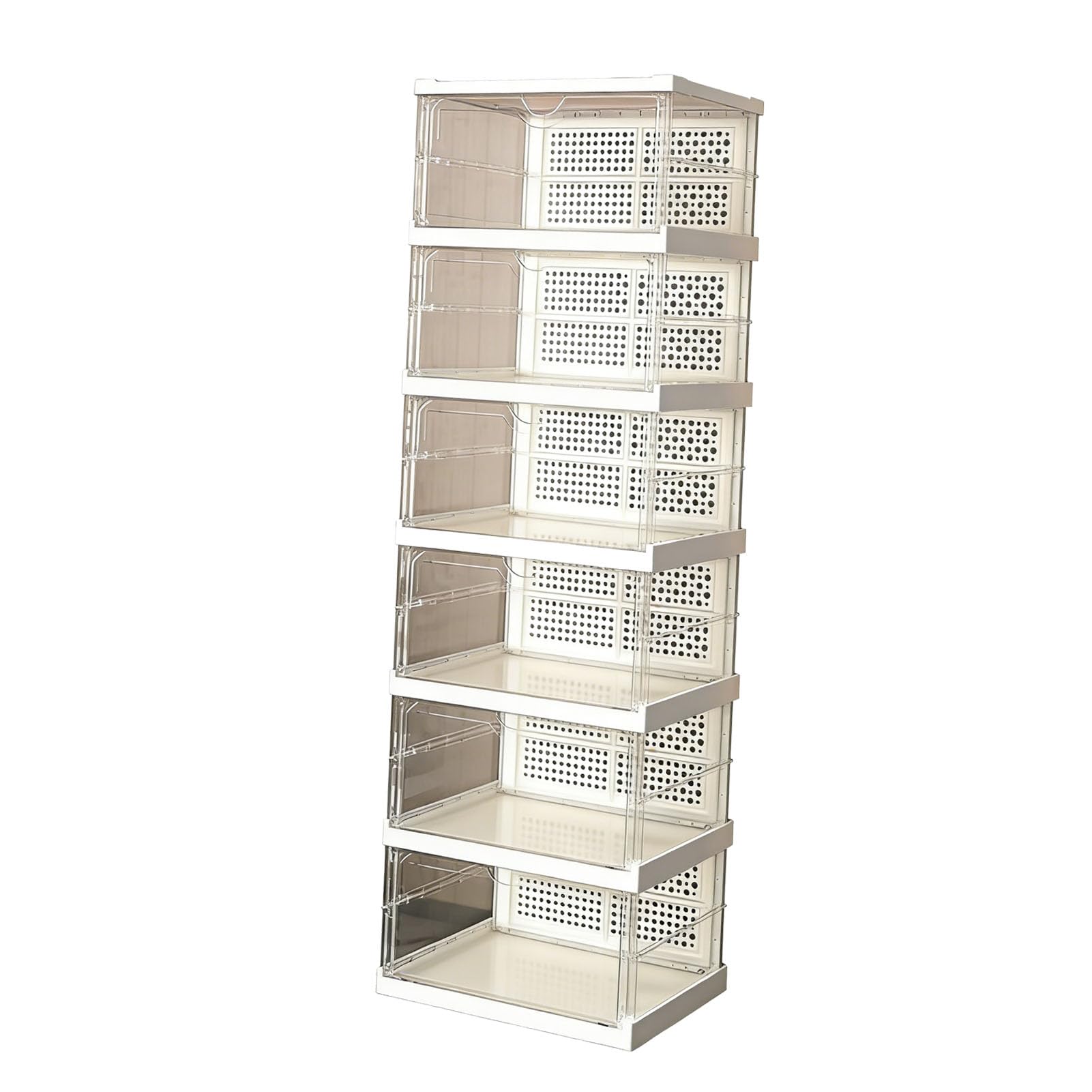 Caja de Zapatos Apilable con Diseño de Plegado Rápido, Caja Contenedor de 100 Libras de Capacidad, Organizador de Puerta Transparente, Se Adapta a Calzado de hasta Tamaño 12, (6 niveles)