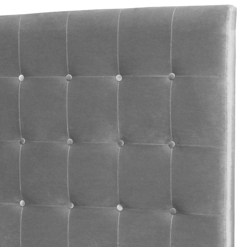 Menzzo Tête de lit Luxor 160 cm – Velours Argent capitonné – Design Chic Contemporain – Tête de lit rembourrée pour lit Double – L160 x P10 x H120 cm