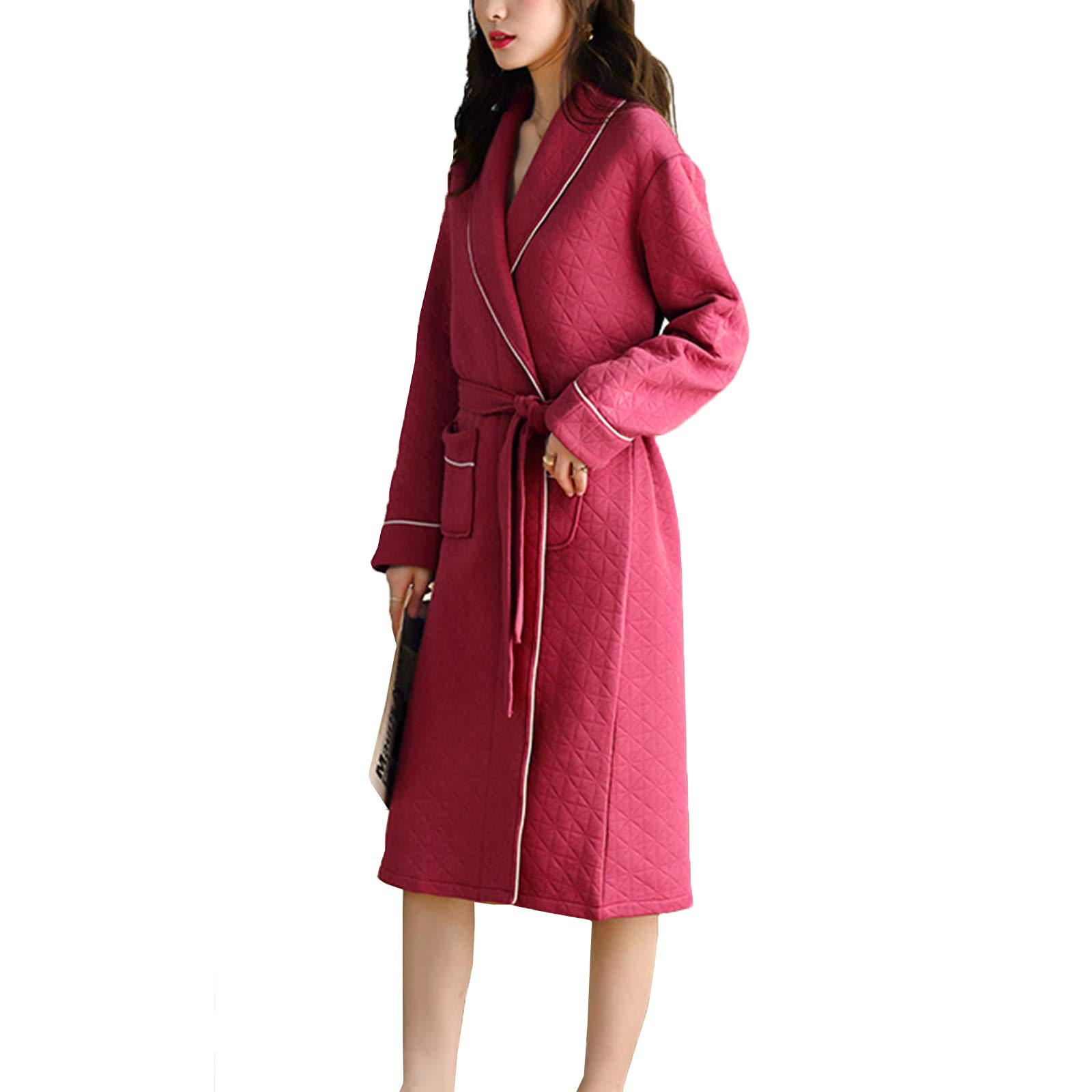 Peignoirs automne-hiver femmes robe de nuit coton rose pink 2XL