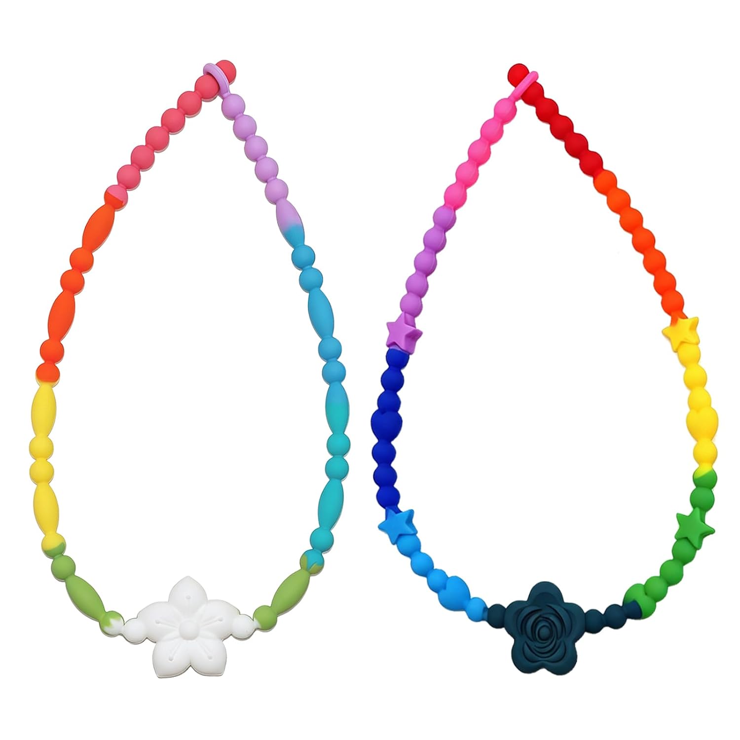 Chew Necklaces for Sensory Kids, Silicone Chewy Necklace Sensory All-in-one Safety Design, Chewing Necklace for Autism, Oral Motor Chew Toys for Kids Boys Girls Adults Reduce Fidgeting & Biting