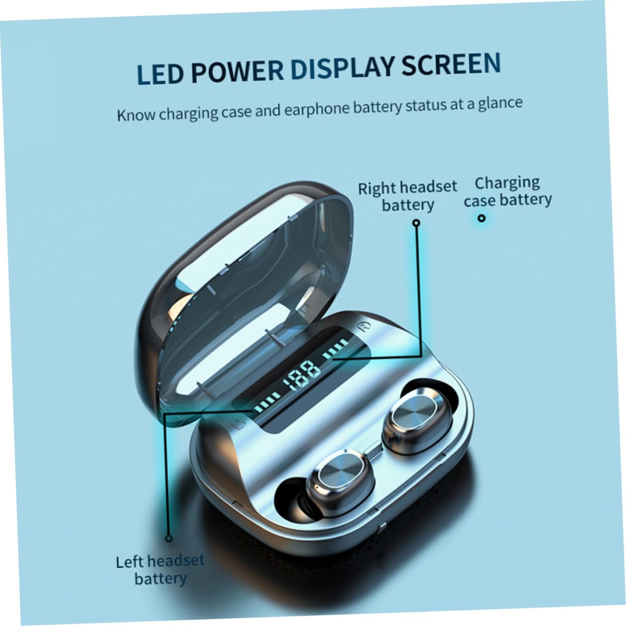 Auricolari Wireless con Controllo Touch e Display LED Cuffie In Ear Resistenti all'Acqua con Riduzione Rumore Custodia di Ricarica Portatile con Batteria Auricolari Mini
