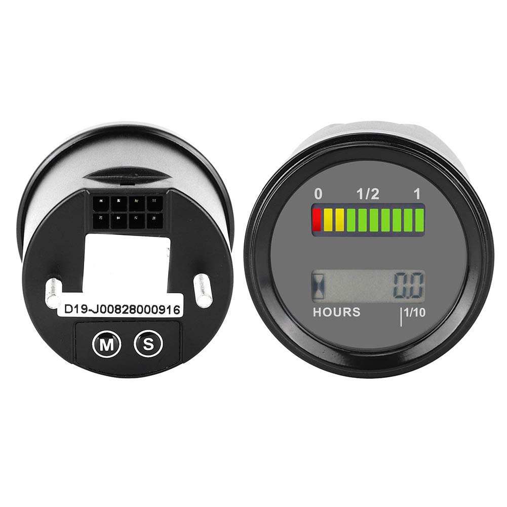 Indicatore batteria 12-48 V con schermo LCD e display grafico a LED, compatibilità multitensione e contaore motore per il monitoraggio dell'alimentazione sui carrelli