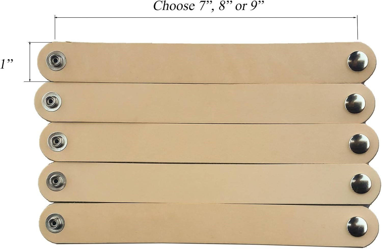 1 Inch Leather Bracelets Blank 6 Pack - Stamping, Tooling, Engraving Ready - Leathercraft Projects -Made in USA (9" snap to snap)