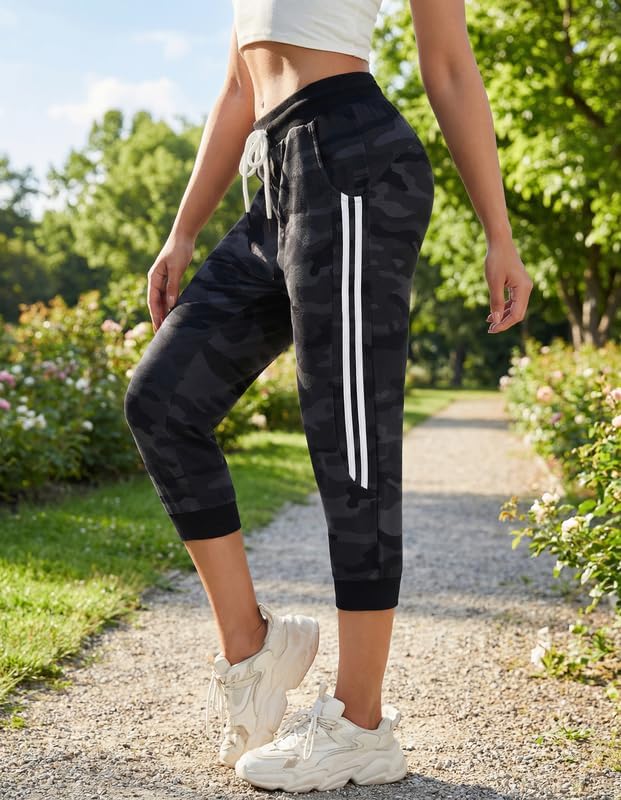 SPECIALMAGIC Women's Capri Pants Cropped Joggers with Pockets Elastic Waist Drawstring Capri Sweatpants - Image 4