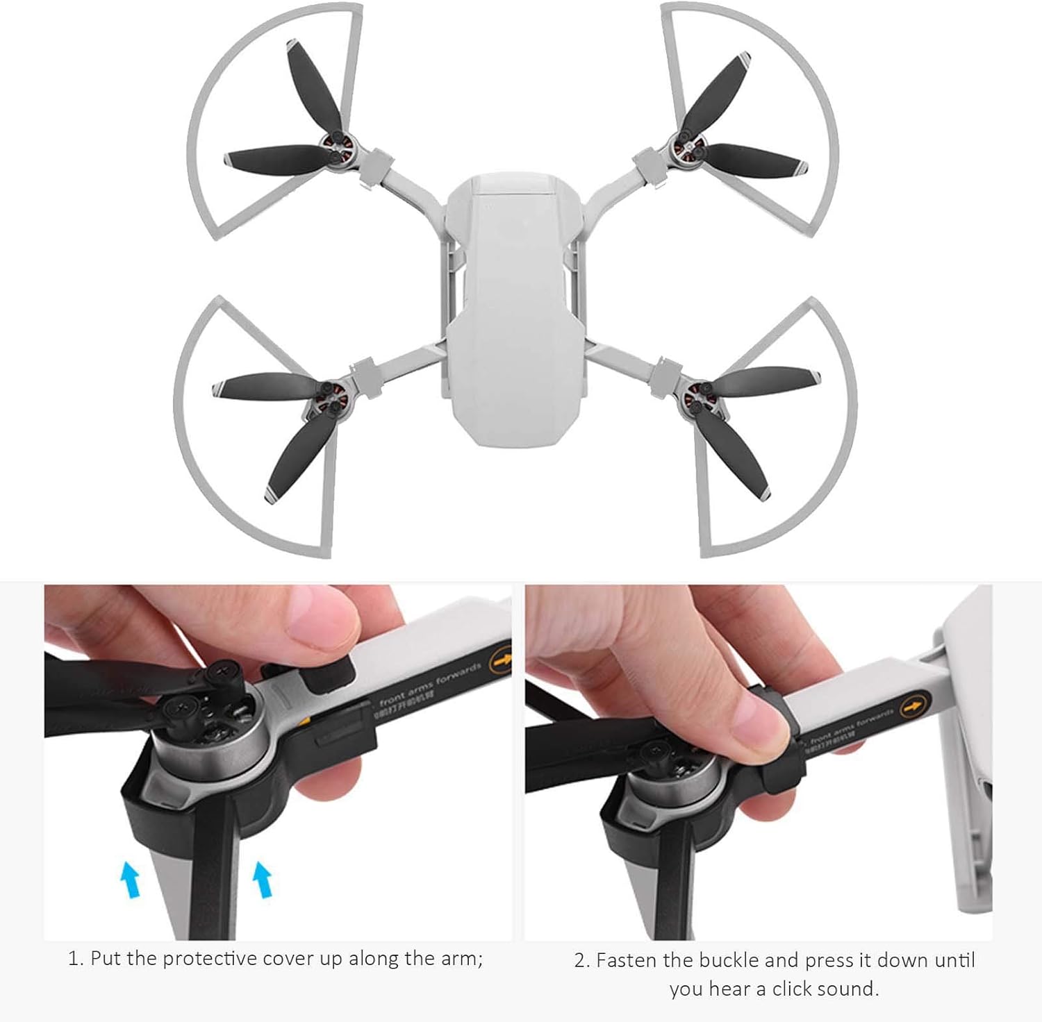 Keenso 4pcs LowNoise Propellers Props Blade Drone Propeller Protector, Blades Ring Guard Fit for Mini 2 Drone (Grey) Aero Parts Aero Accessories