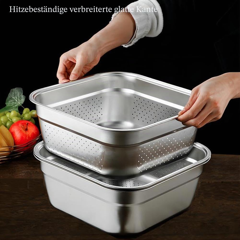 Edelstahl-Spülschüssel, Mehrzweck-Geschirrwanne für Waschbecken, großes rechteckiges Waschbecken, Geschirr-Waschschüsselkorb, großes Fassungsvermögen, Waschbecken mit gerolltem Rand, gebürstet für die