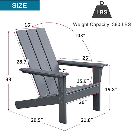 Miniatura 2 de Skypatio Adirondack - Silla para patio para todo tipo de clima, sillas Adirondack de polietileno de alta densidad para porche, balcón, jardín,