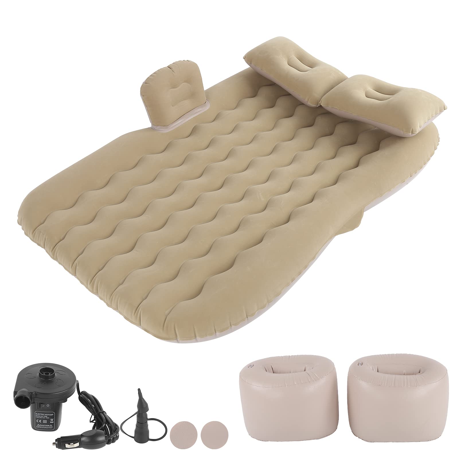 Sorandy Materassino Auto con Blocchi di Sicurezza, 132 X 80cm per Viaggio | Materiale PVC, pompa elettrica 12V, adatta per berline, riduzione del rumore, uso in campeggio