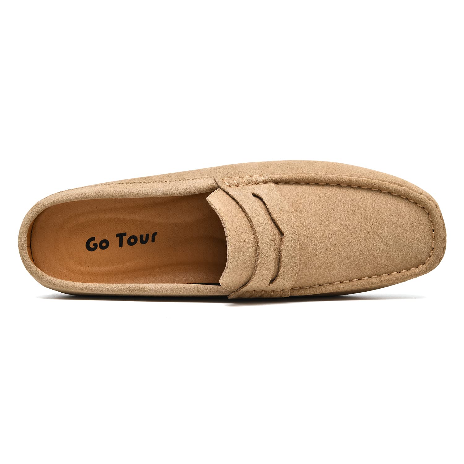 Go Tour Handgefertigte Wildleder-Pantoletten für Herren, Clog, atmungsaktiv, Leder, Schlupfschuhe, lässige Loafers