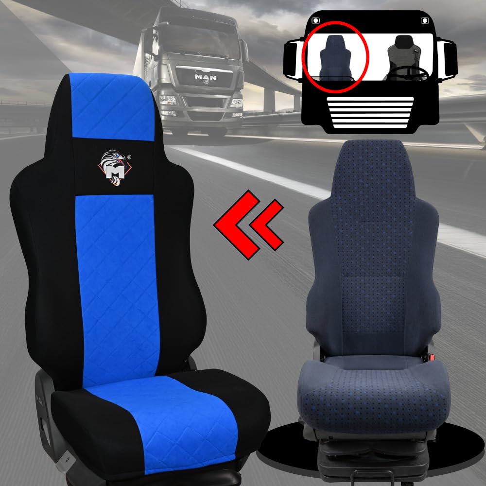 SABA Funda de Asiento para Man TGA 2000, TGM, TGL 2005, TGX, TGS 2007, 1 cinturón de Seguridad Azul Accesorios de protección para Asientos de Camiones