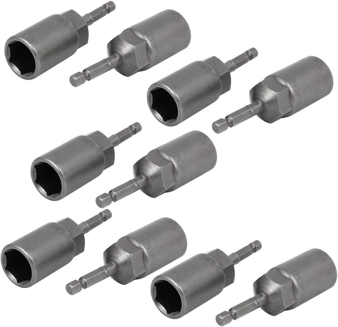 83mm Length 7mm Hex drill hole 18mm Hexagonal Deep Socket Nut Driver Bit Gray 10pcs (79576a4be10b3613544b7bea13b57389)
