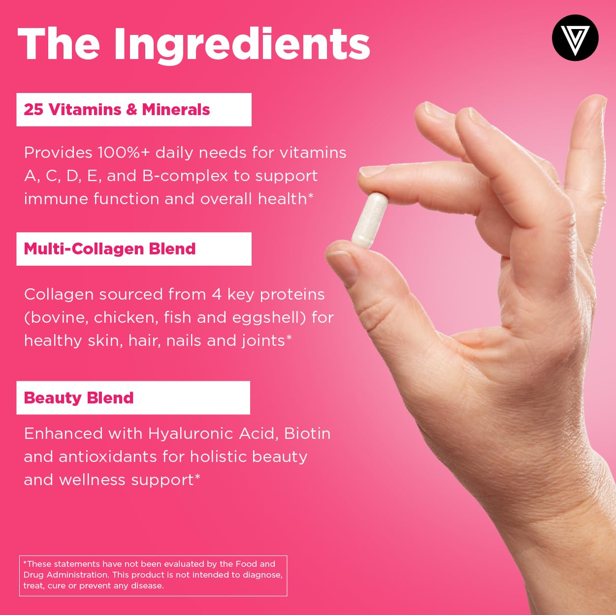 Vital Vitamins Women's Multivitamin Complex with Collagen & Hyaluronic Acid — Amazon image 5