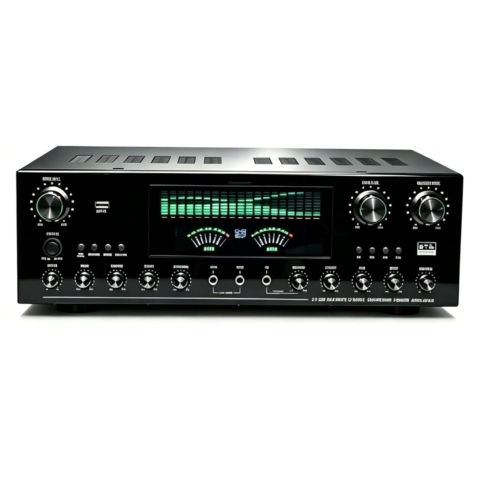 Wzmacniacz audio 1800 W, wzmacniacz Bluetooth 6.0, odbiornik AV 7.1-kanałowy, wejścia optyczne/koncentryczne/USB, wejścia mikrofonowe, karaoke, do głośników kina domowego