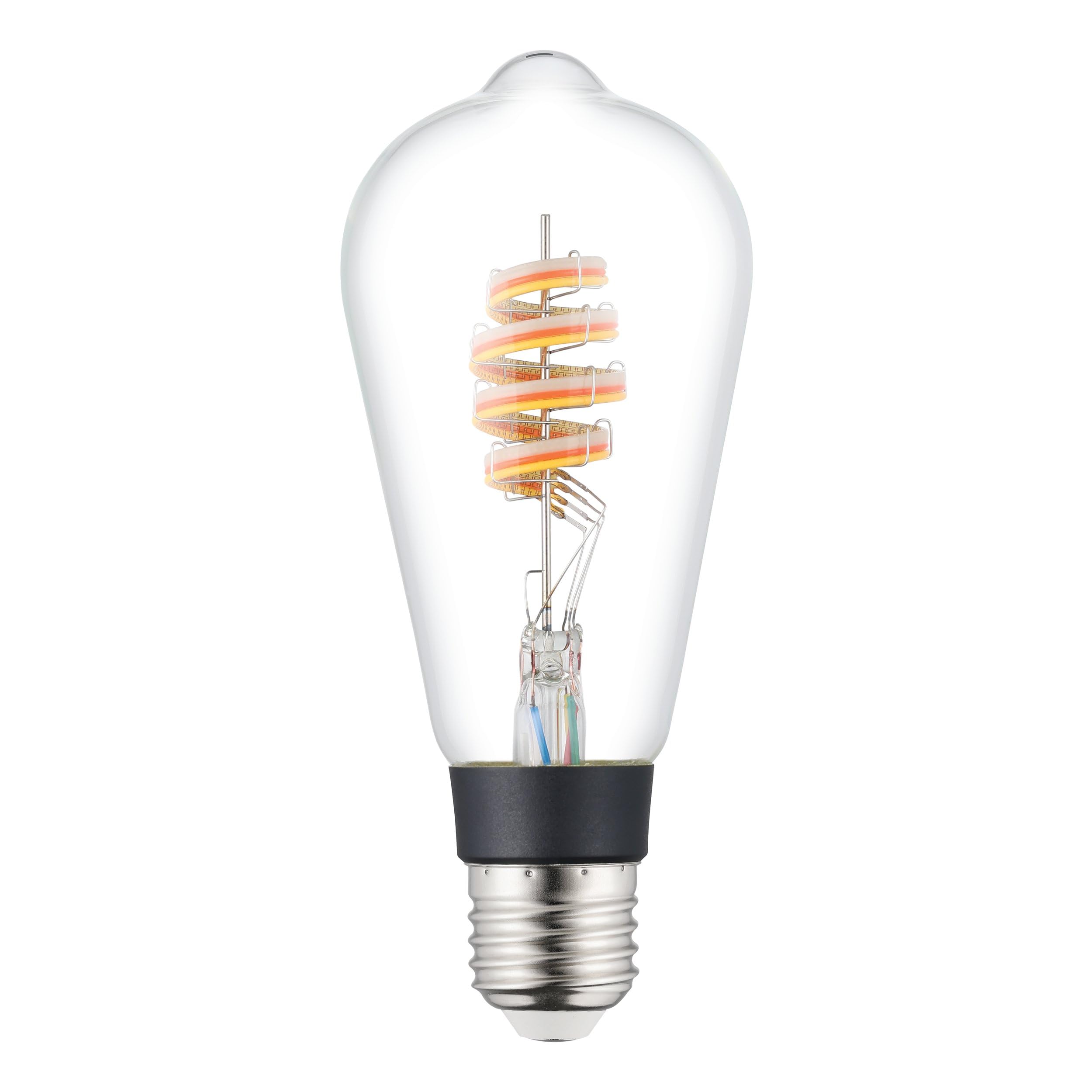 EGLO connect.z Smart-Home LED Leuchtmittel E27, ST64, ZigBee, App und Sprachsteuerung Alexa, dimmbar, warmweiß, 4,9 Watt, Vintage Spiral Glühbirne transparent