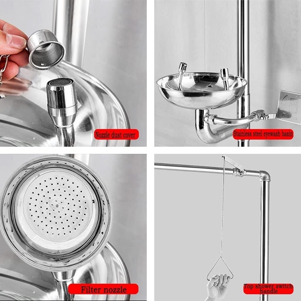 Estación lavaojos de Emergencia, lavaojos y Ducha Combinados de Acero Inoxidable, caudal de 12 l/min.