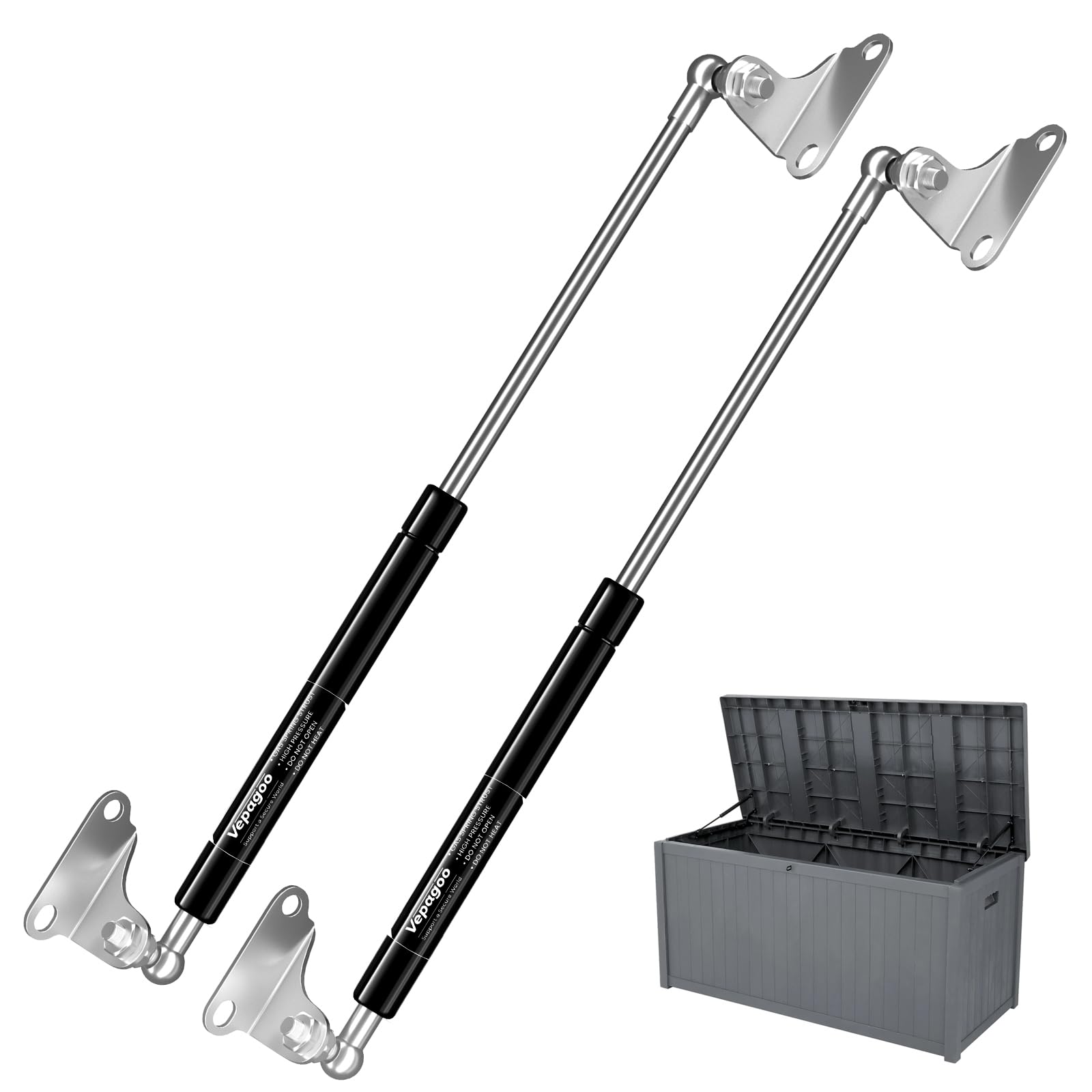 Vepagoo 500MM 890N/200lb Gas Struts Universal adjustable 20inch Lift Support Springs with Mounting Kit for Ottoman Bed, Heavy lid, Floor Hatch Door (fit 72kg-99kg lid), 2PCS — view 10