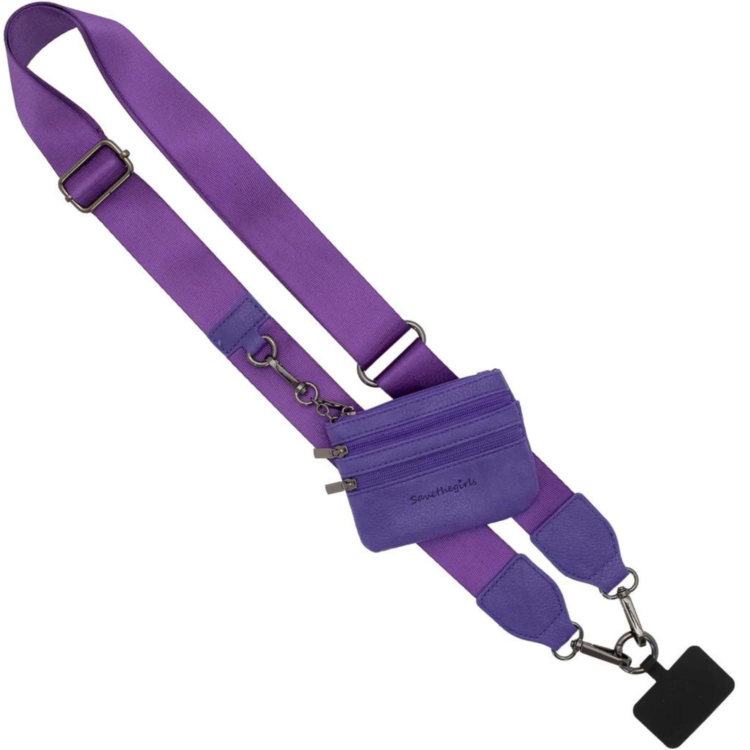Save the Girls Clip & Go Phone Lanyard Crossbody Strap with Wallet, Purple | Crossbody Cell Phone Lanyard Strap with Zippered Wallet Pouch. Adjustable