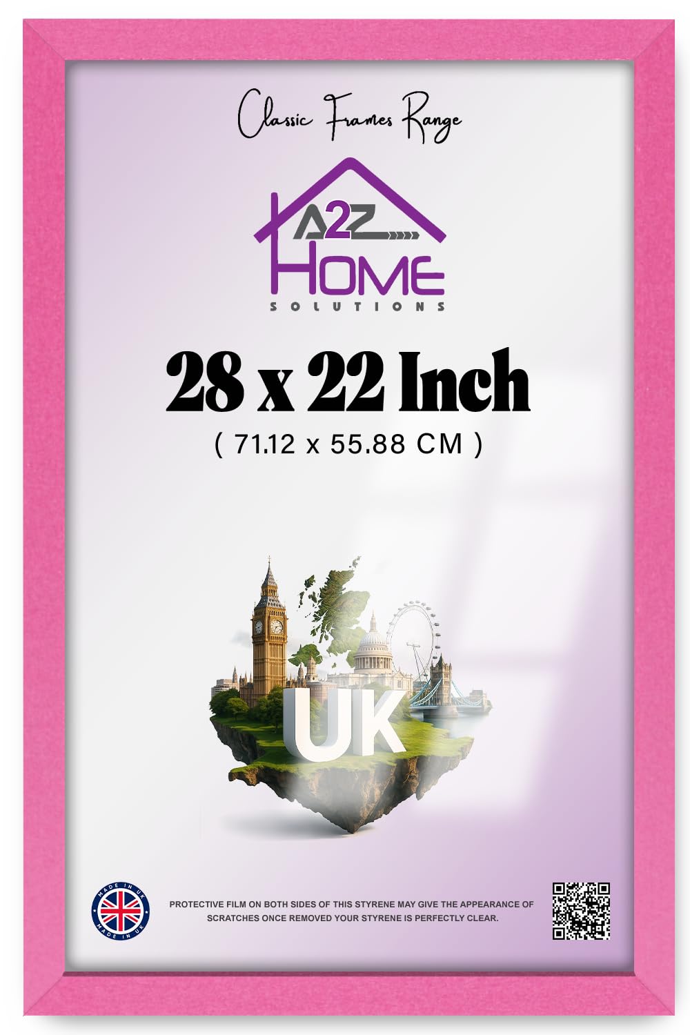 A2Z Home Solutions® Large Wall Picture Frame Stunning Look Quality Backing Landscape & Portrait Display Photo Frame For Wall Poster Canvas Painting Certificate Art Gallery (22x28 cm, Pink)