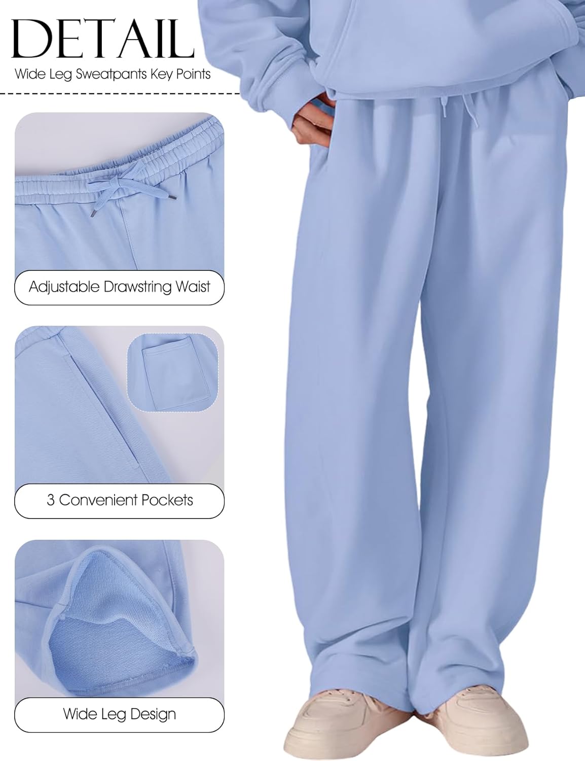 Wyeysyt Wide Leg Pants Women Baggy Barrel Sweatpants Cotton Women's Sweatpants - Image 4