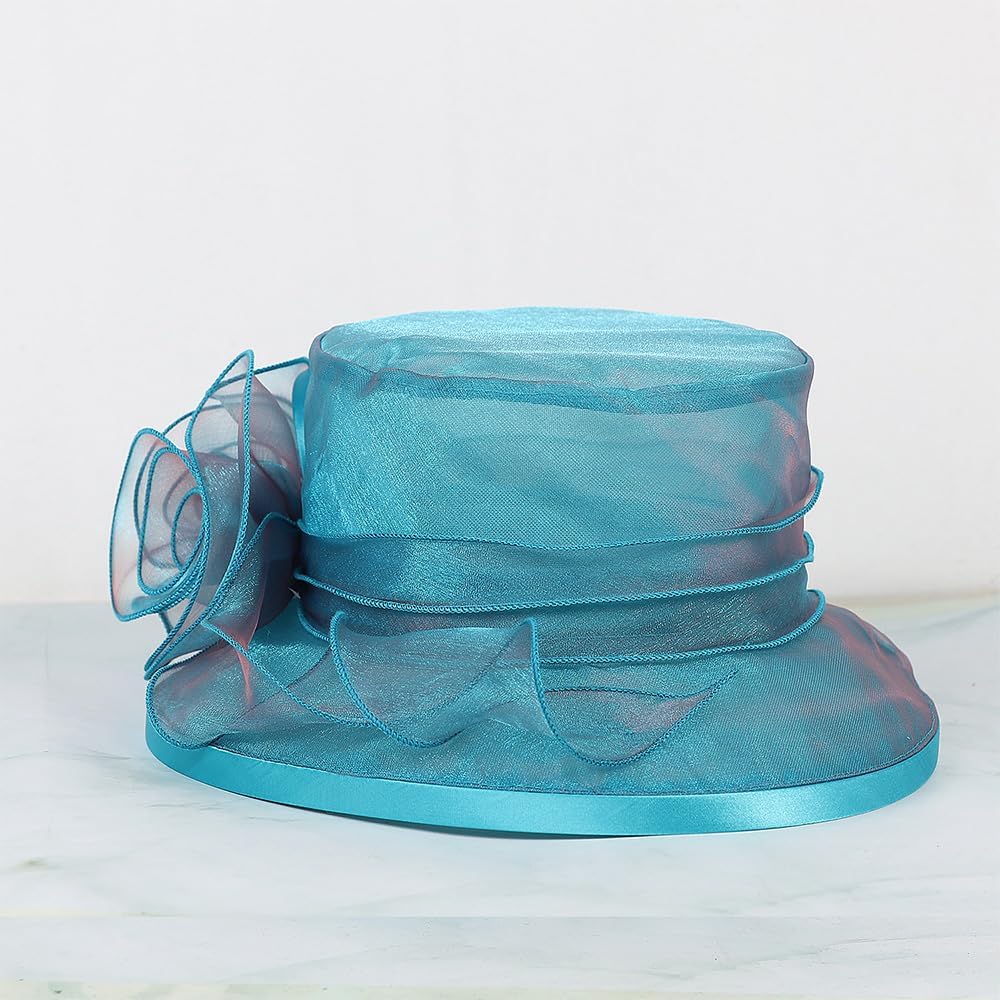 Flat Top Sun Visor Hats for Women Floral Bride Wedding Fascinator Hat Bucket Hat Cocktail Party Derby Cap - Image 5